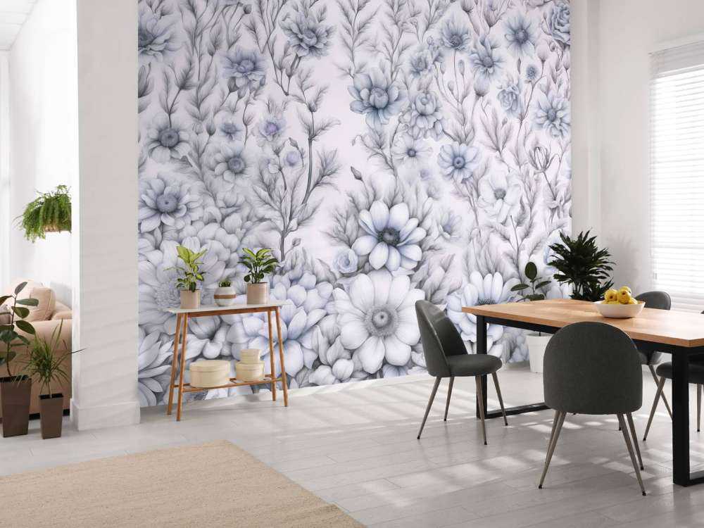 Mur floral romantique - violet