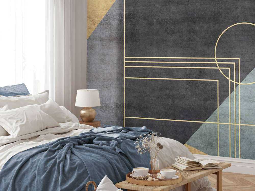 Lignes dorées en vert de mer