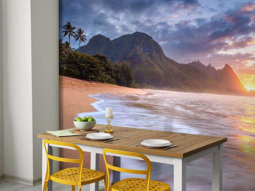 Coucher de soleil sur une plage tropicale
