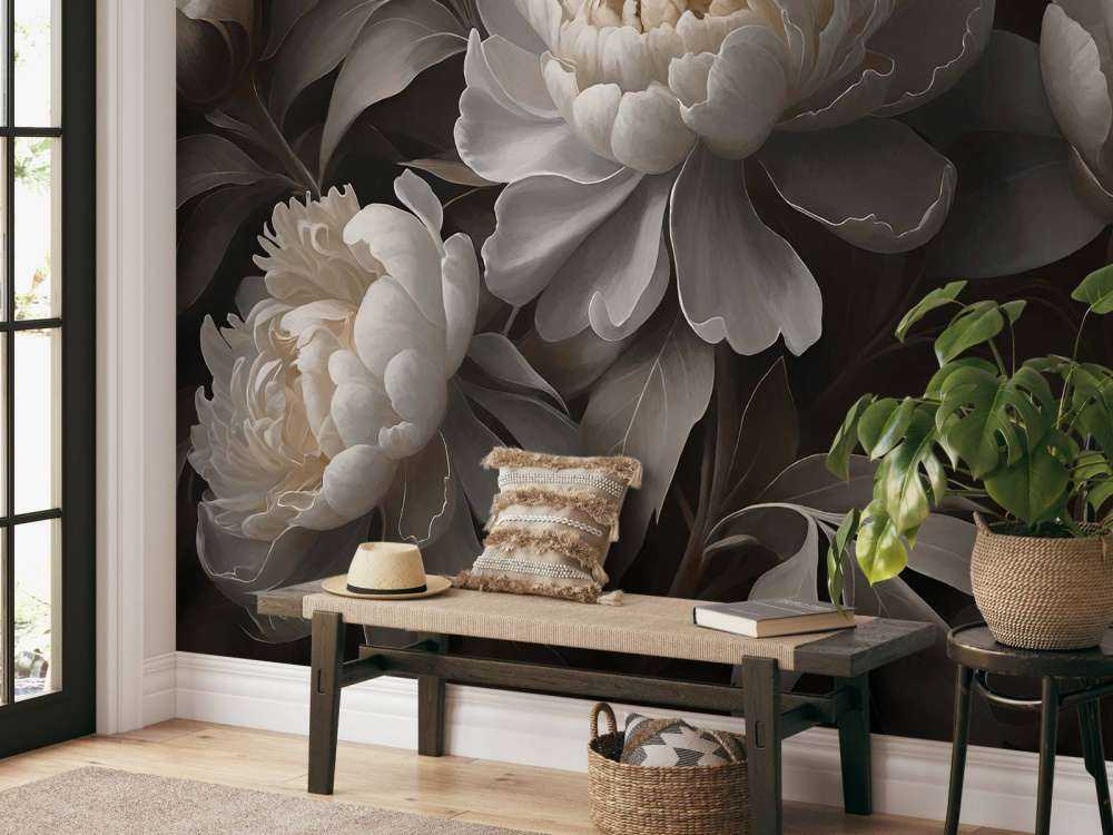 Pivoines sombres au clair de lune
