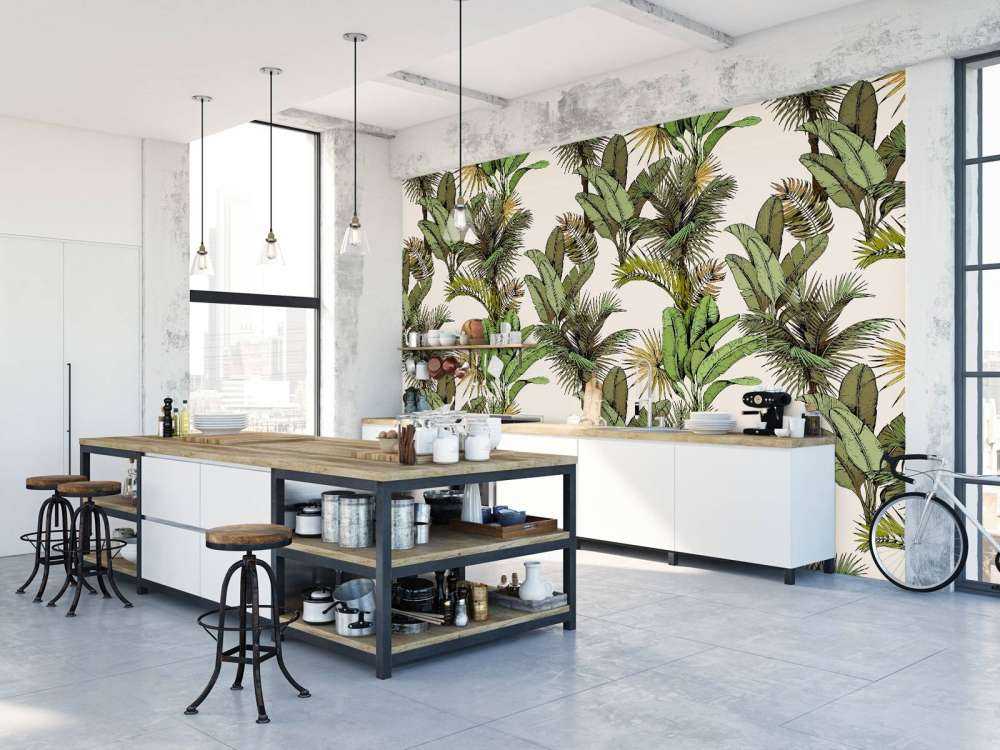 Feuilles de palmiers et de bananiers tropicaux