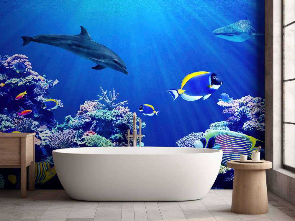 Le monde sous-marin en bleu