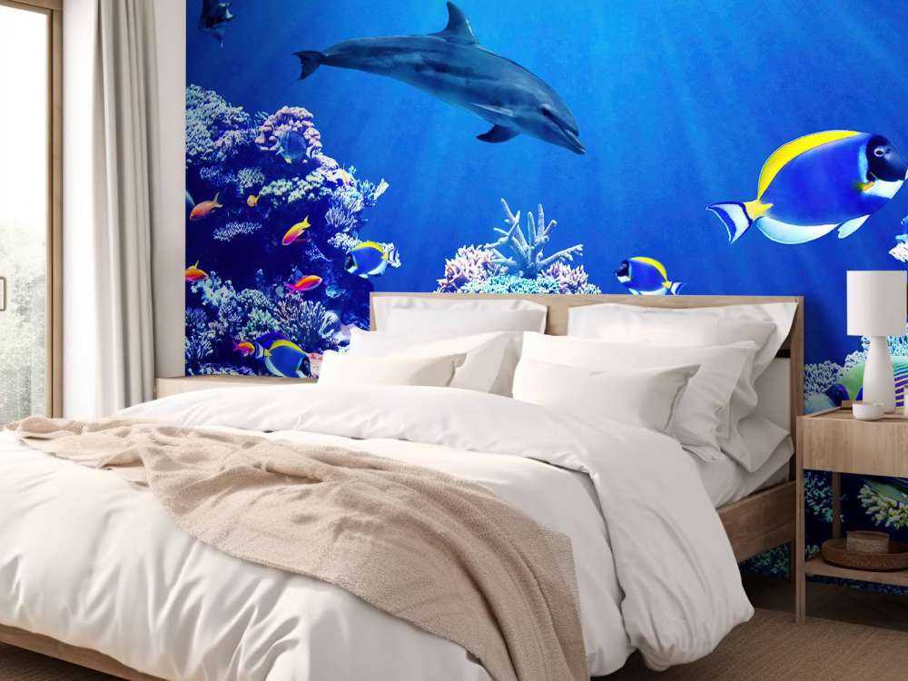 Le monde sous-marin en bleu