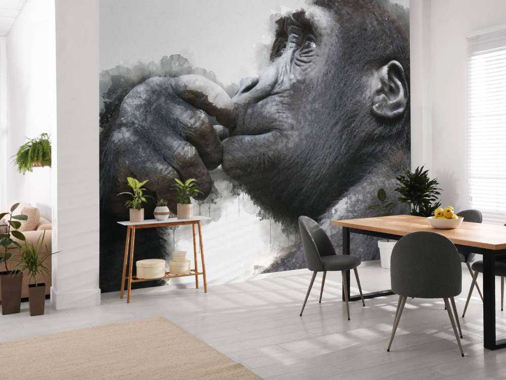 Chimpanzé à l'aquarelle