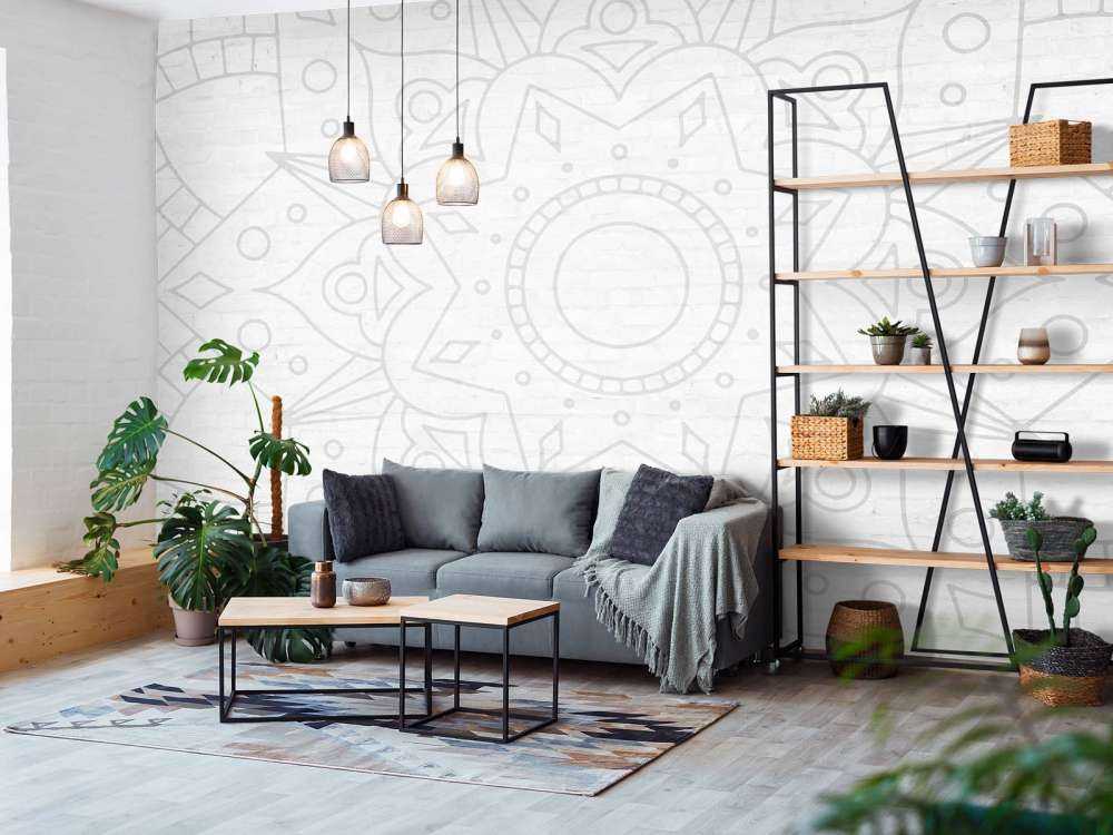 Mandala géométrique gris