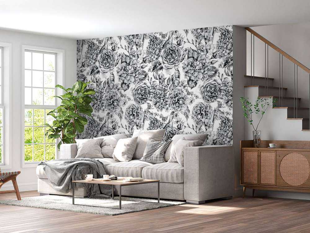 Jardin de Fleurs Noir et Blanc