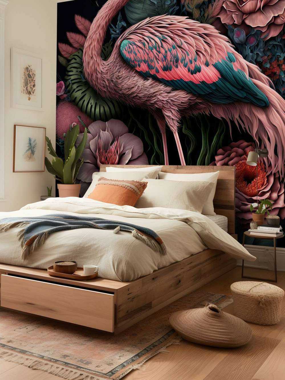 Nuit de Splendeur Florale Flamant