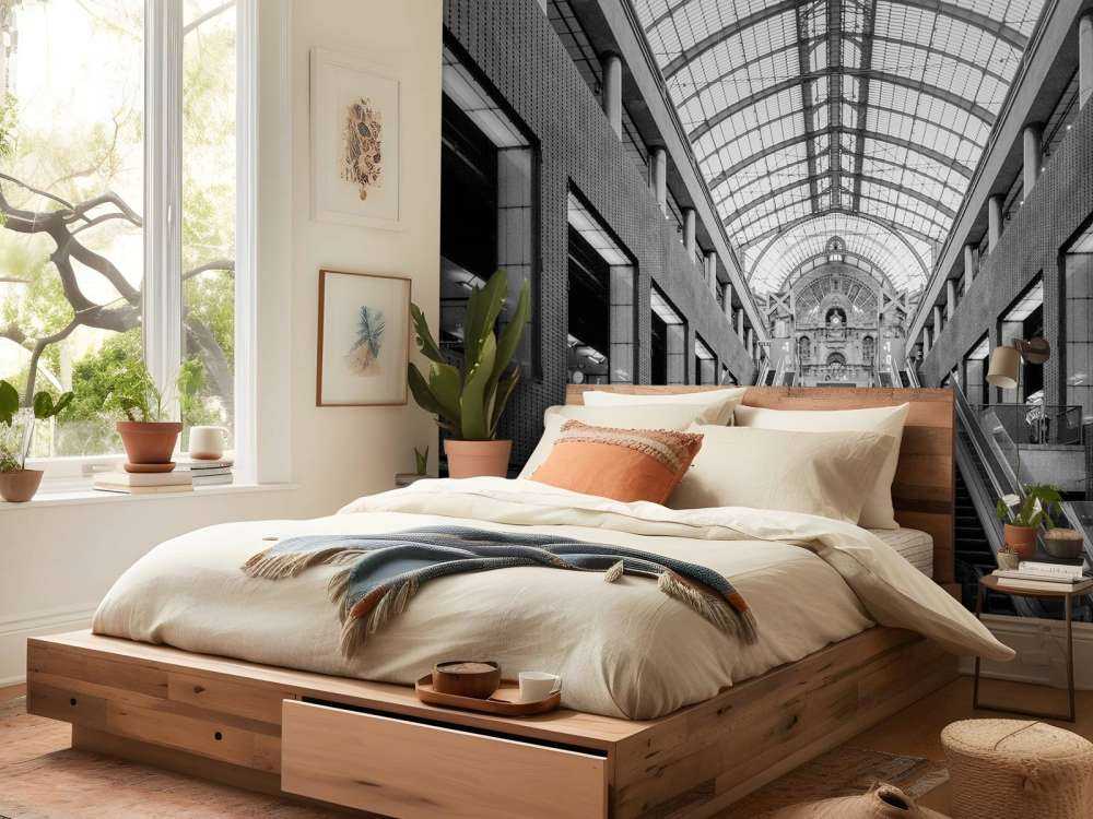 Gare centrale d'Anvers noir et blanc