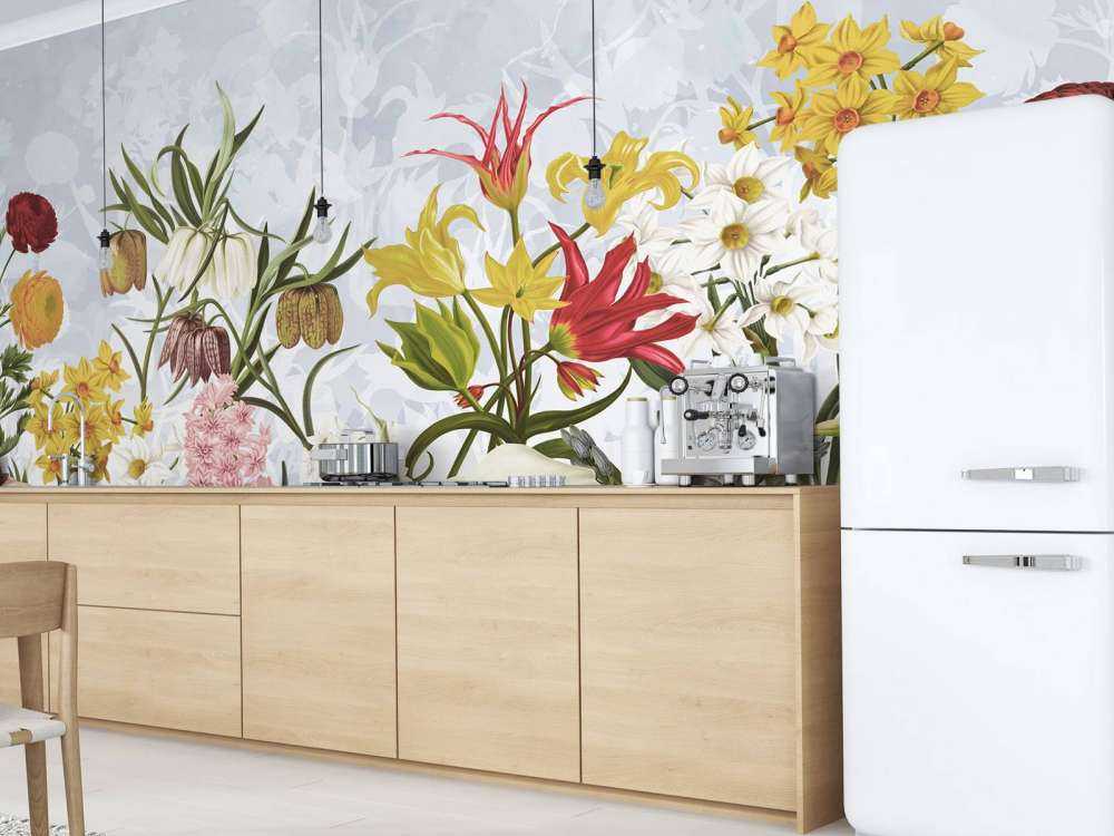 Fleurs de printemps - Ciel bleu nuageux