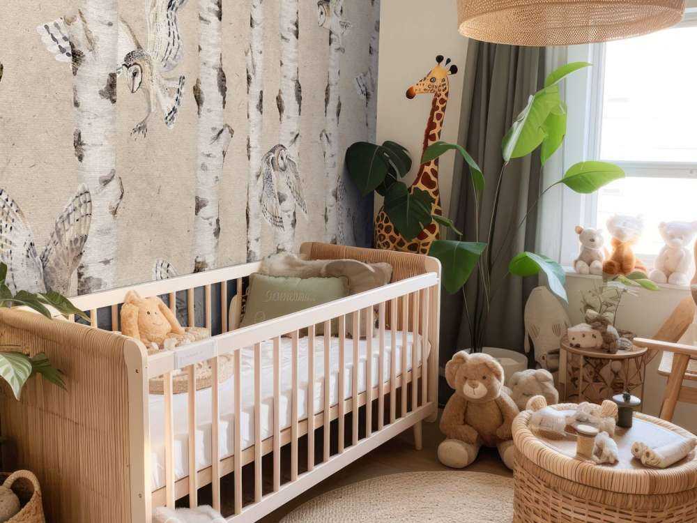 Birch and Owls - Beige - 120