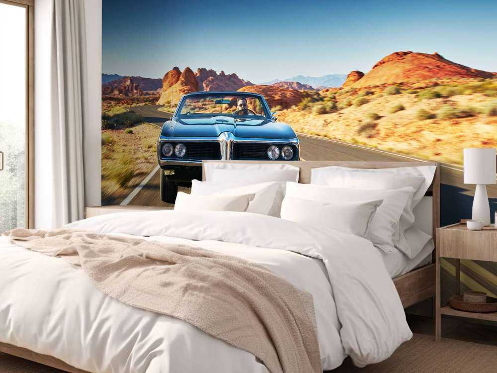 Voiture muscle dans un paysage américain