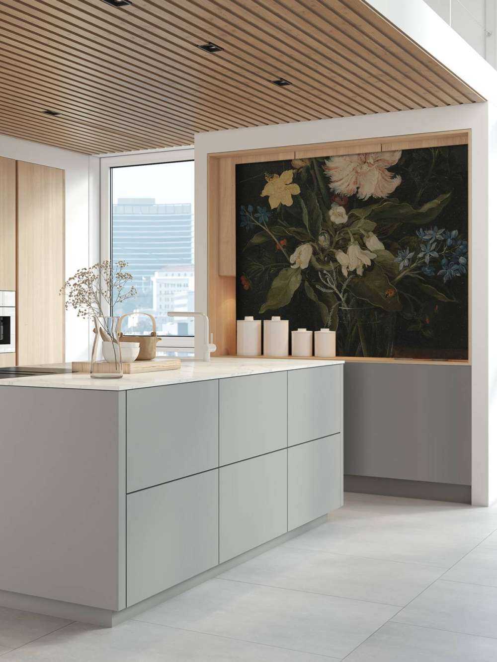 Nature morte aux fleurs dans un verre