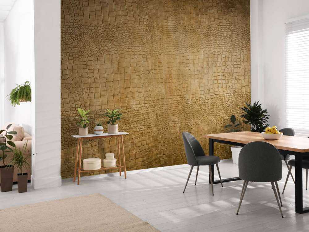 Crocodile texturé ocre jaune