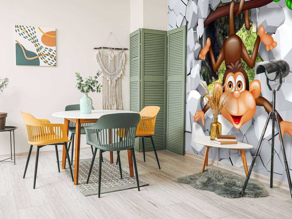 Singe amusant dans un mur