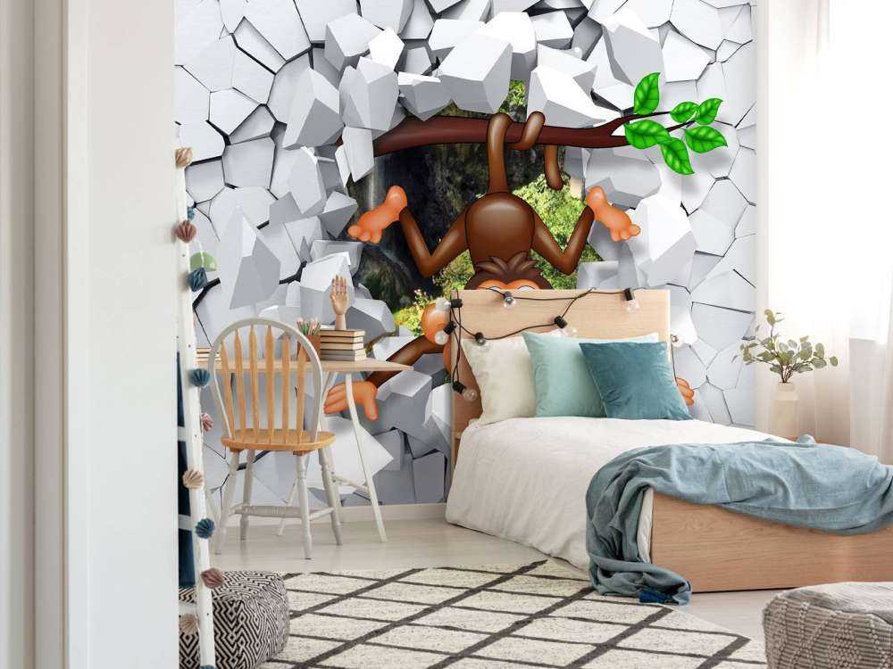 Singe amusant dans un mur