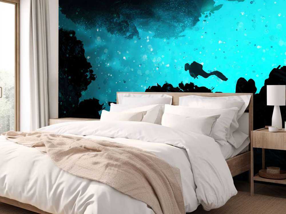 Grotte étroite avec plongeur