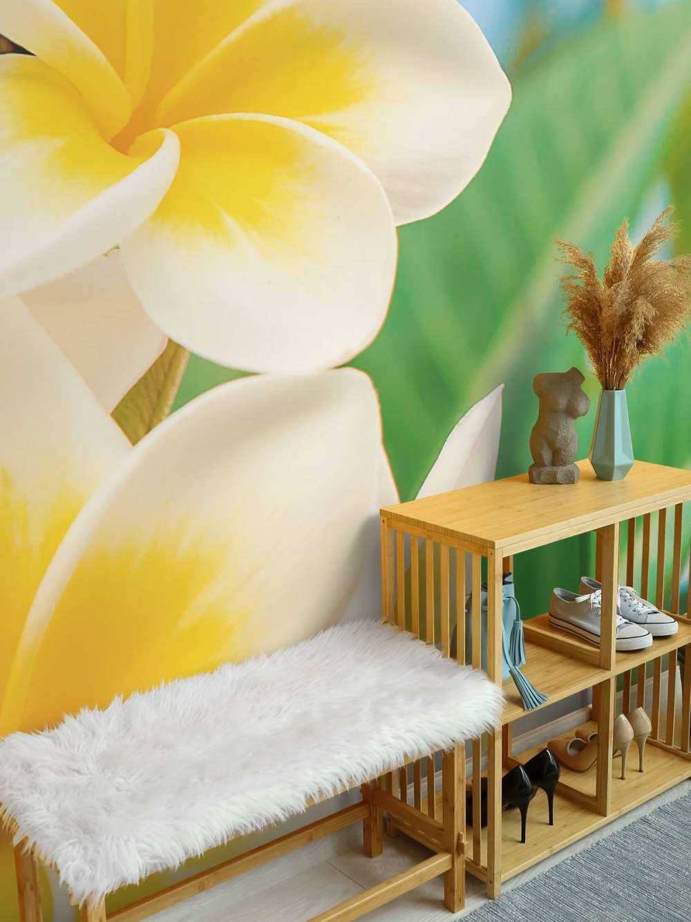 Fleur de plumeria blanc jaune