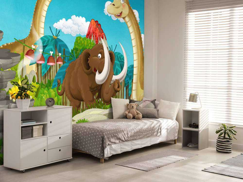 Un dinosaure et un mammouth