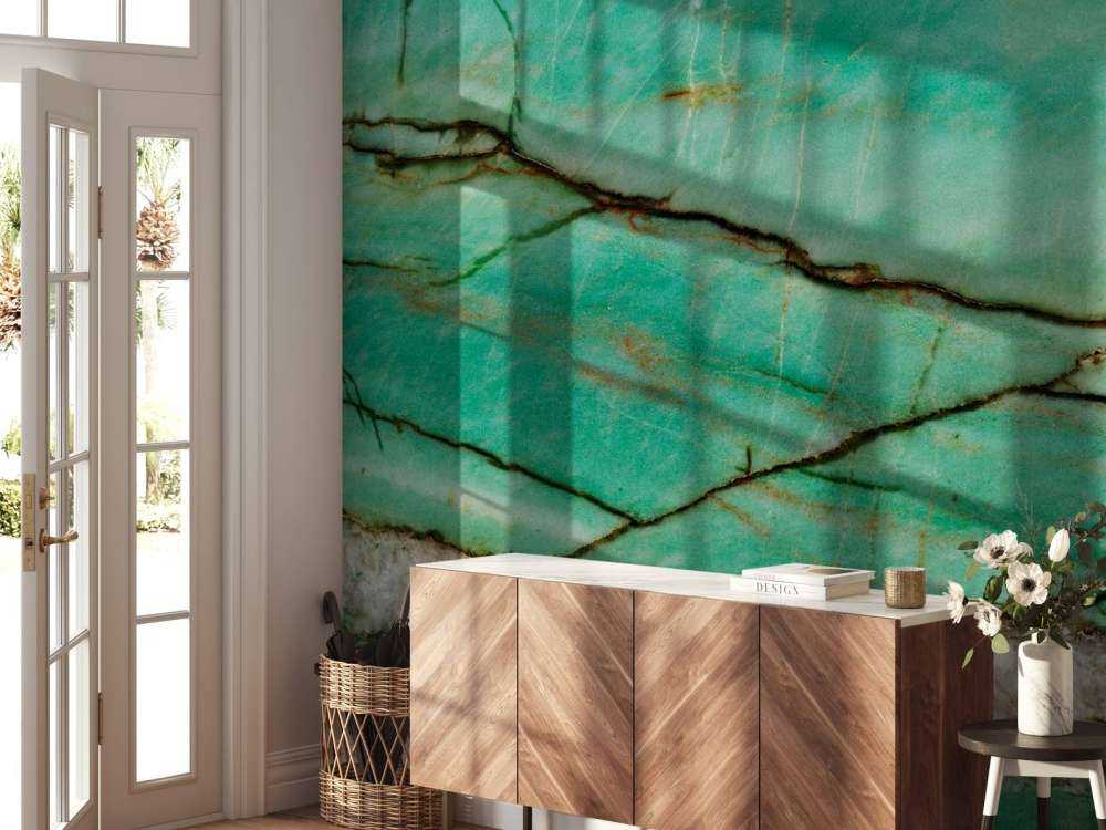 Gros plan sur une bille verte