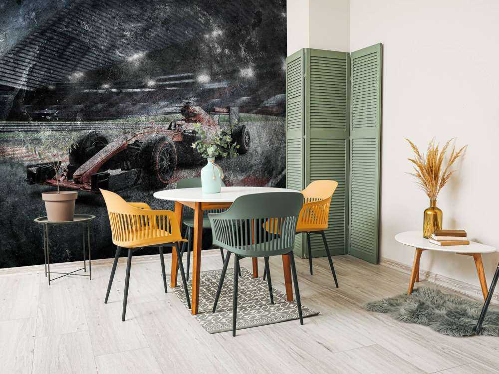 Voiture de course dans un stade