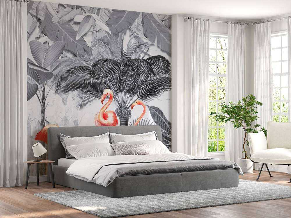 Jungle avec flamants roses