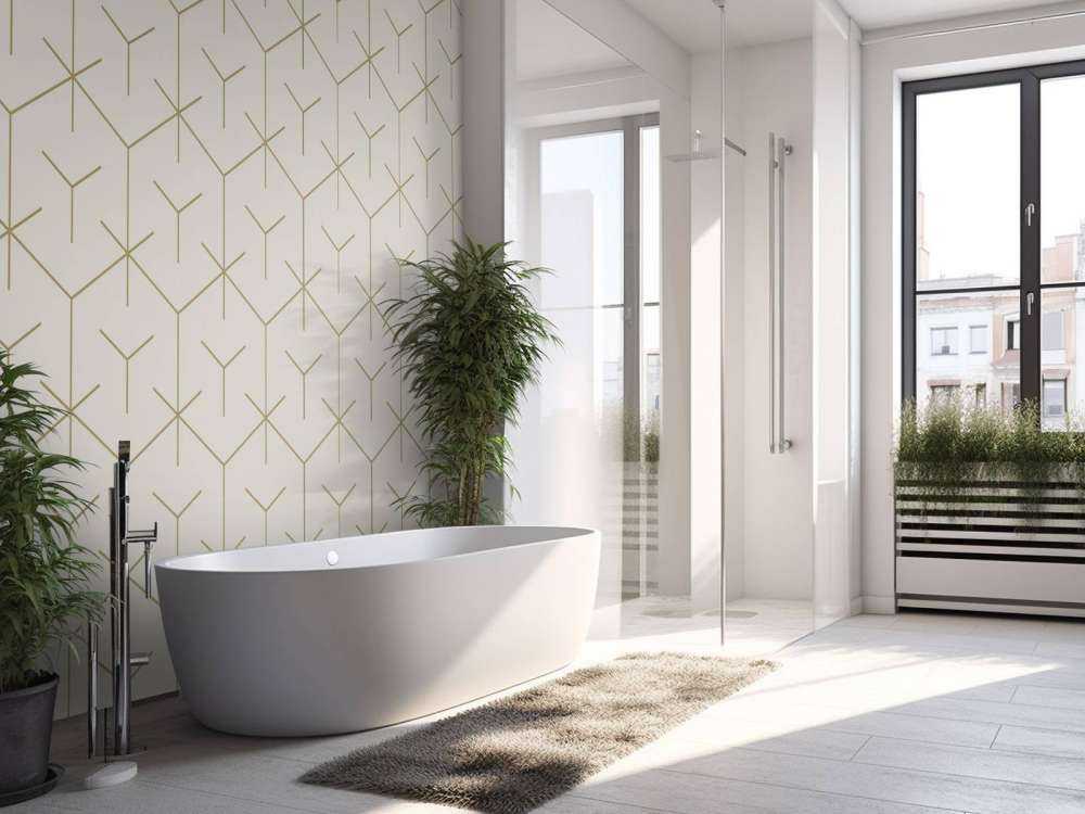 Motif Hexagones géométriques, blanc