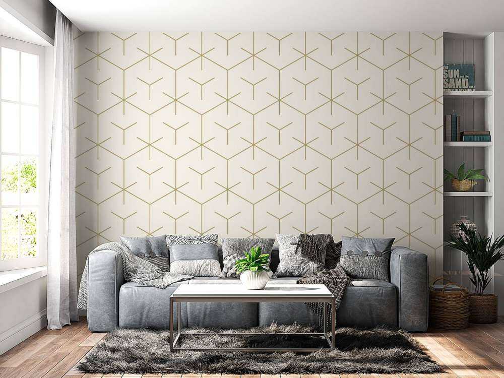 Motif Hexagones géométriques, blanc