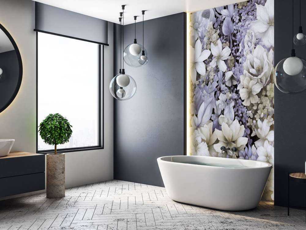 Festival de fleurs sans couture - gris foncé