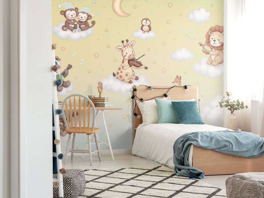 Concert d'oiseaux dans les nuages - jaune