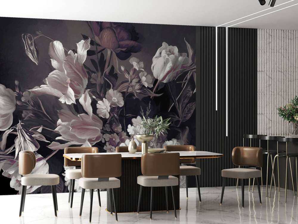 Bouquet avec des tulipes violettes