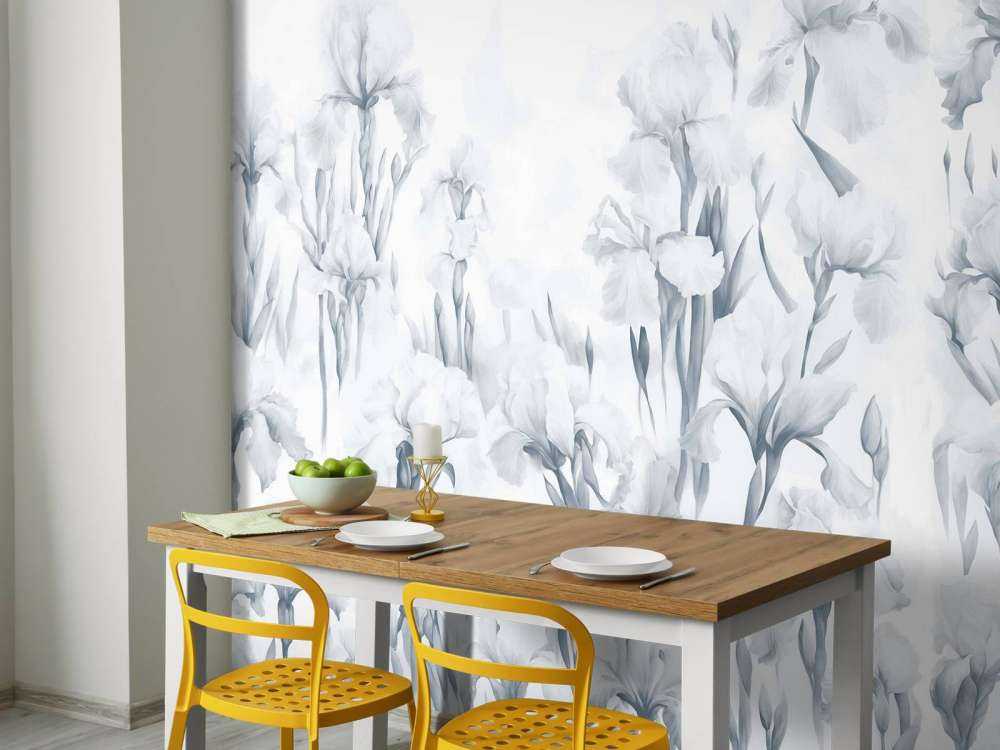 Les iris dansent un bleu frais et sans couture