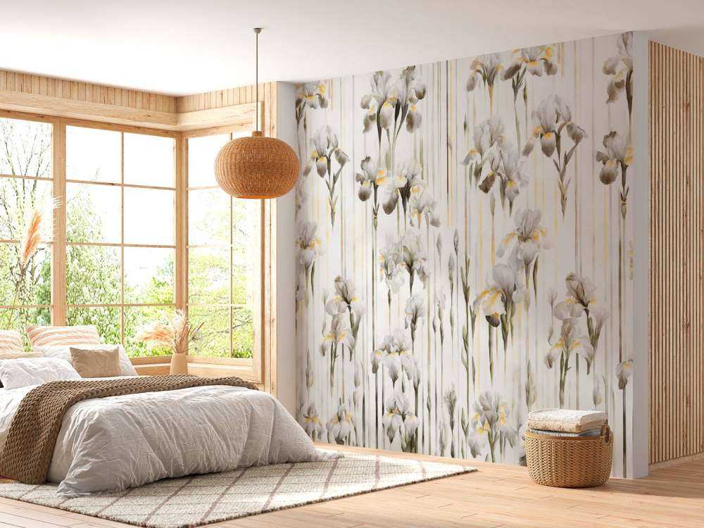 Iris et rayures sépia sans couture