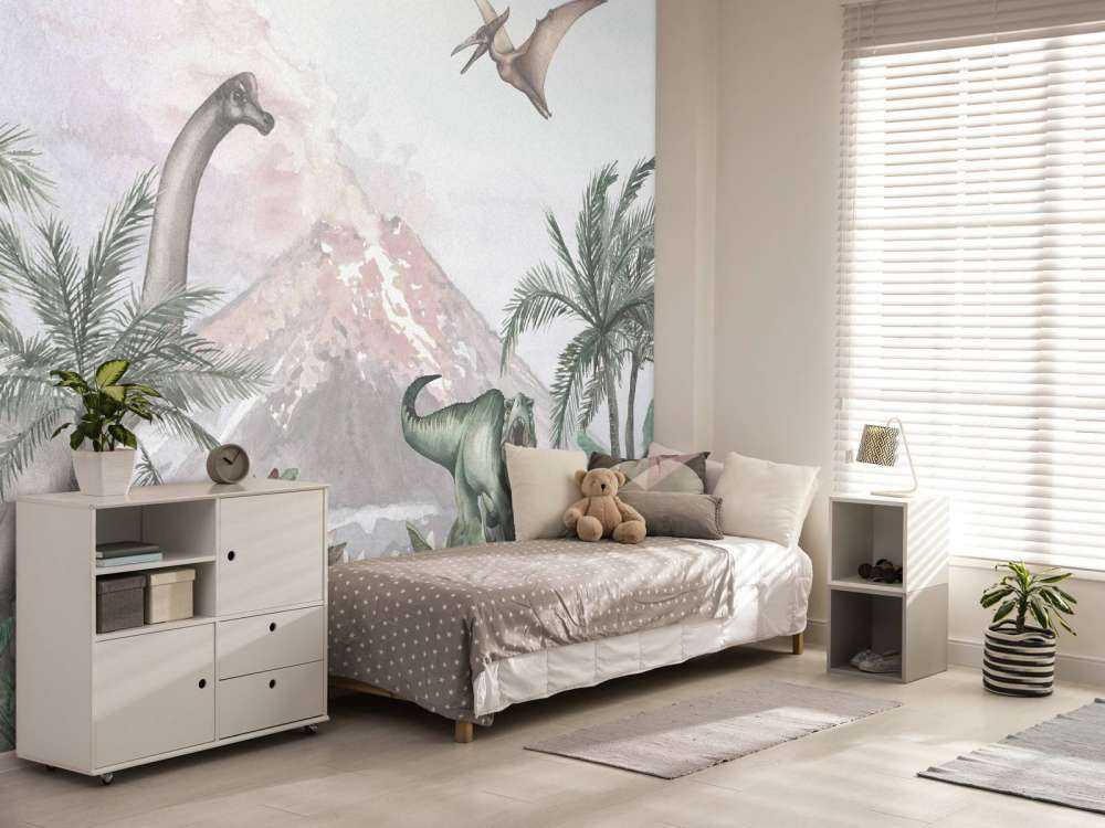 Dinos près d'un volcan