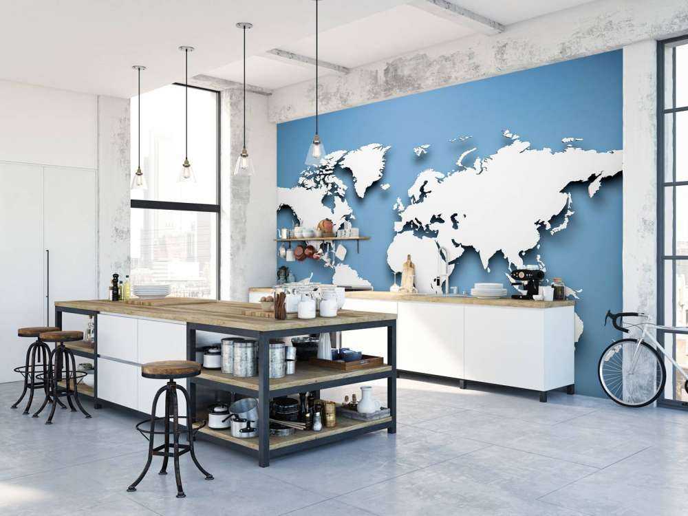 Carte du monde en 3D bleu