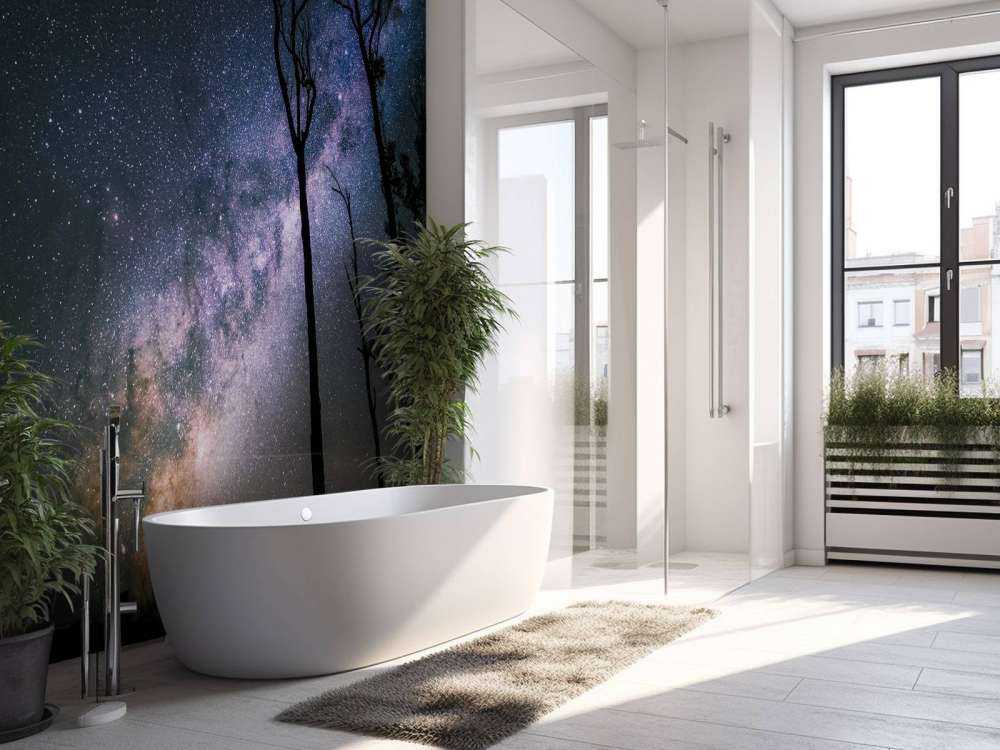 Des étoiles entre les arbres