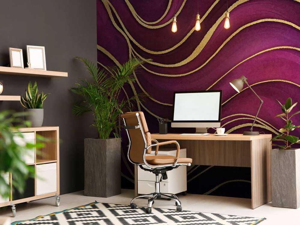 Marbre de luxe fuchsia violet avec or