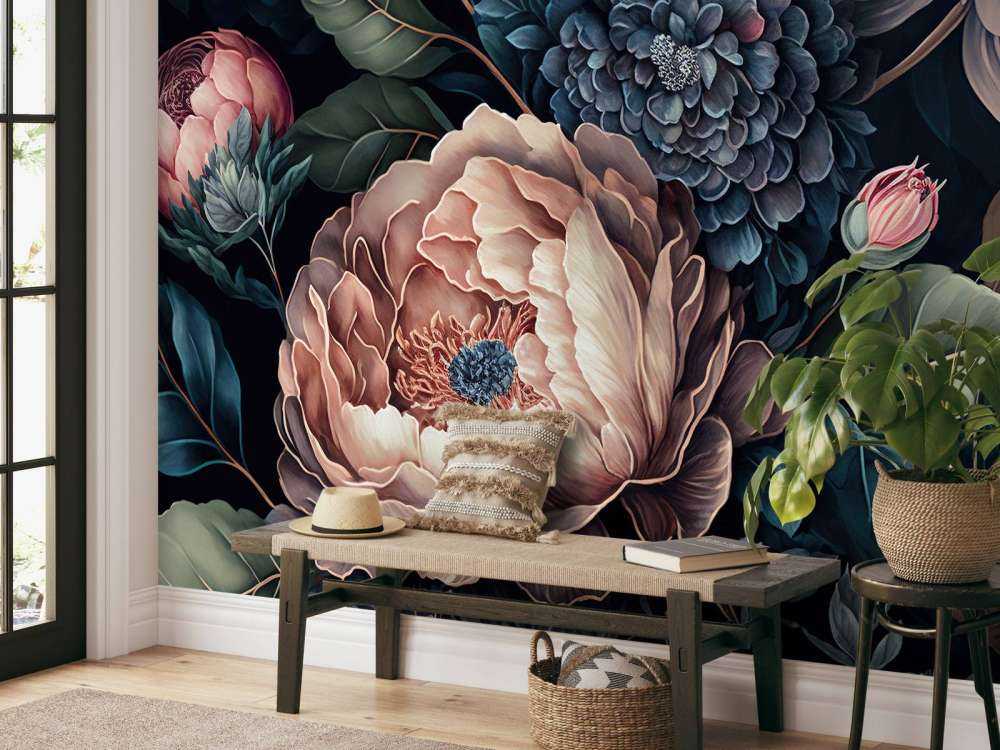 grandes fleurs baroques sombres