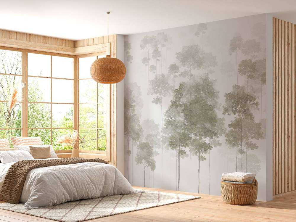 Forêt peinte dans la brume