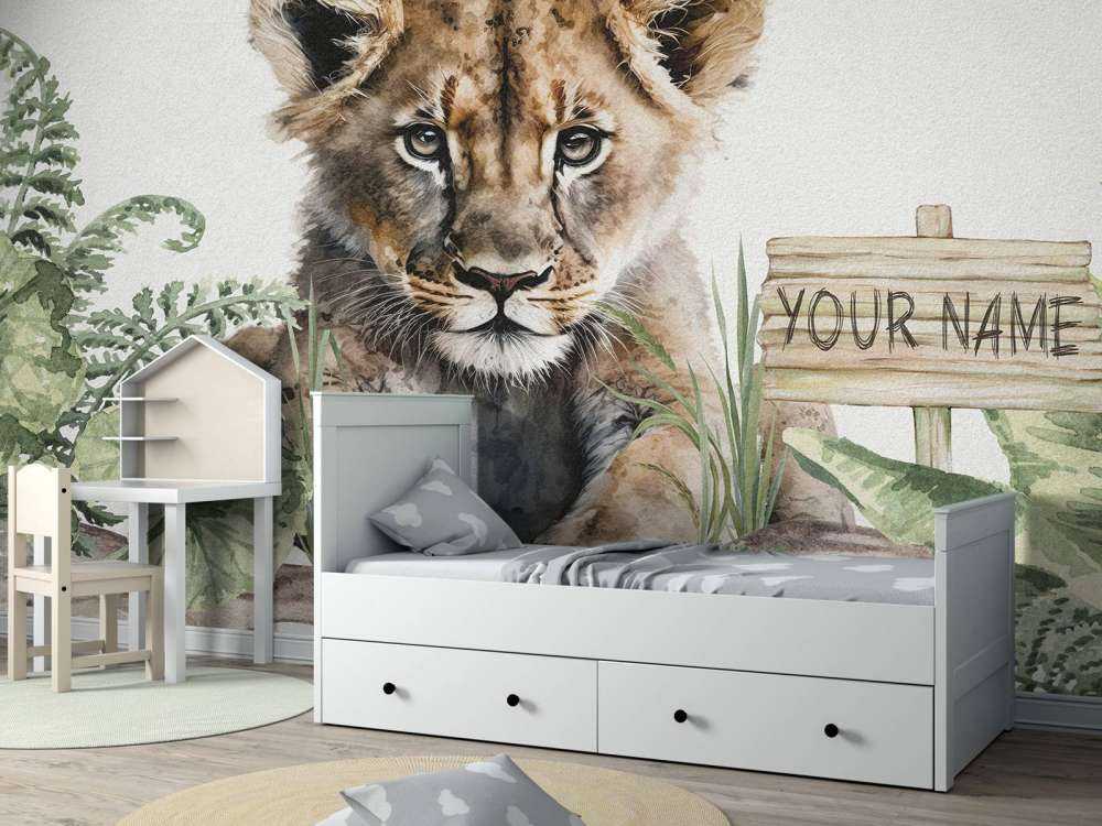Bébé lion dans la jungle