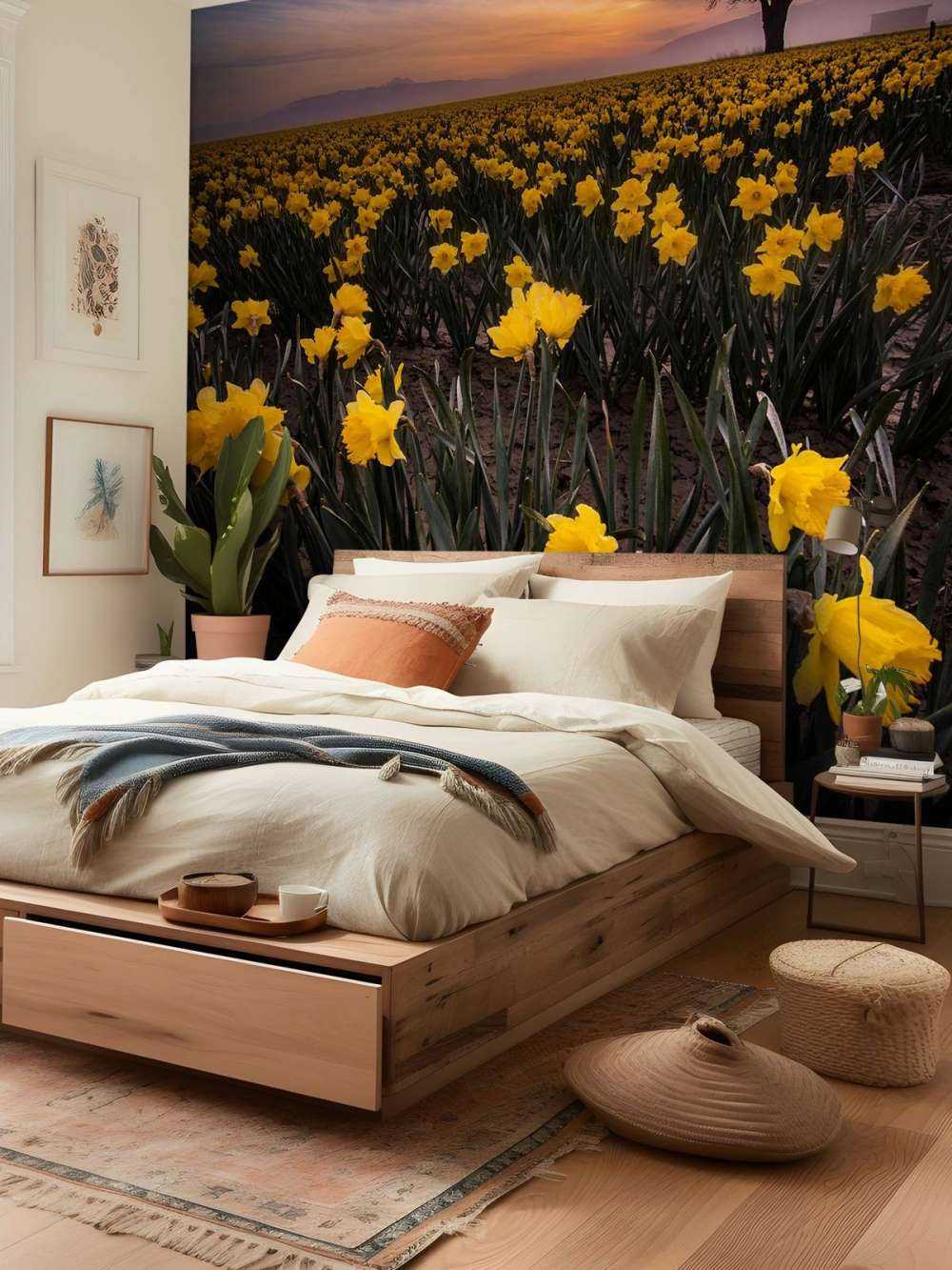 Champ avec jonquilles