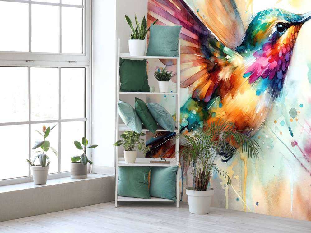 Colibri iridescent en plein vol
