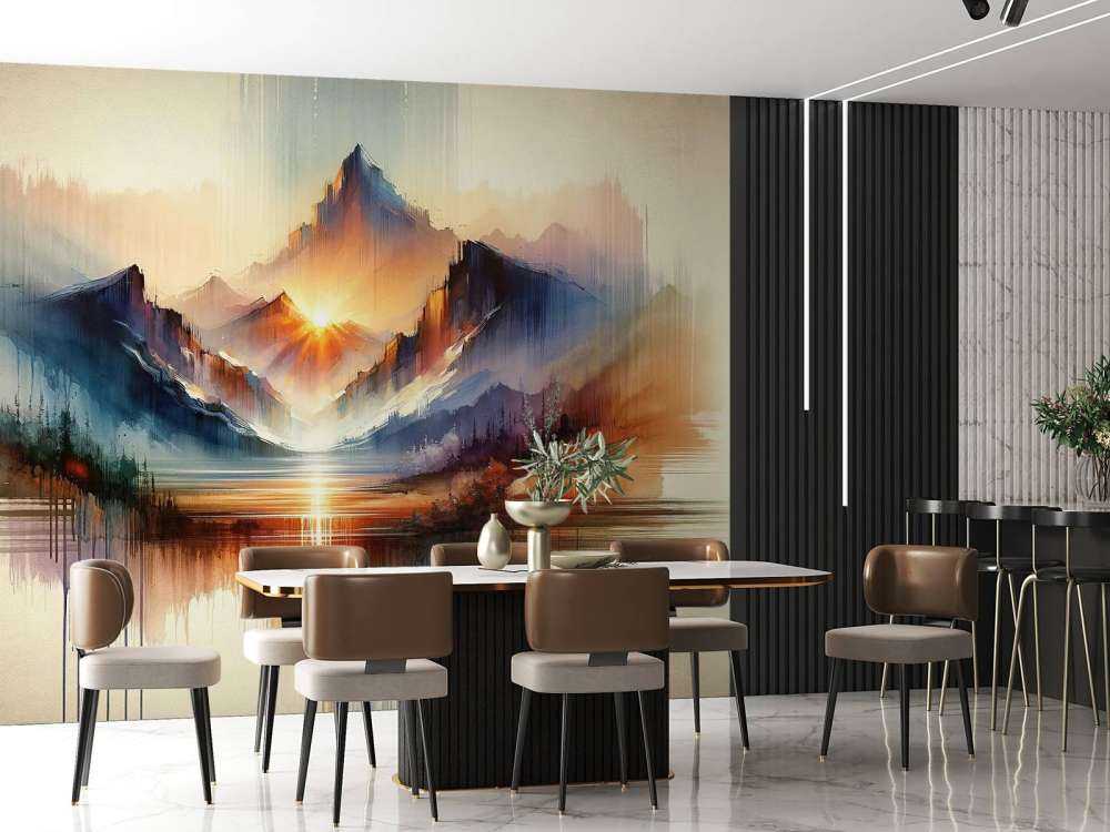 Paysage de montagnes abstraites à l'aquarelle