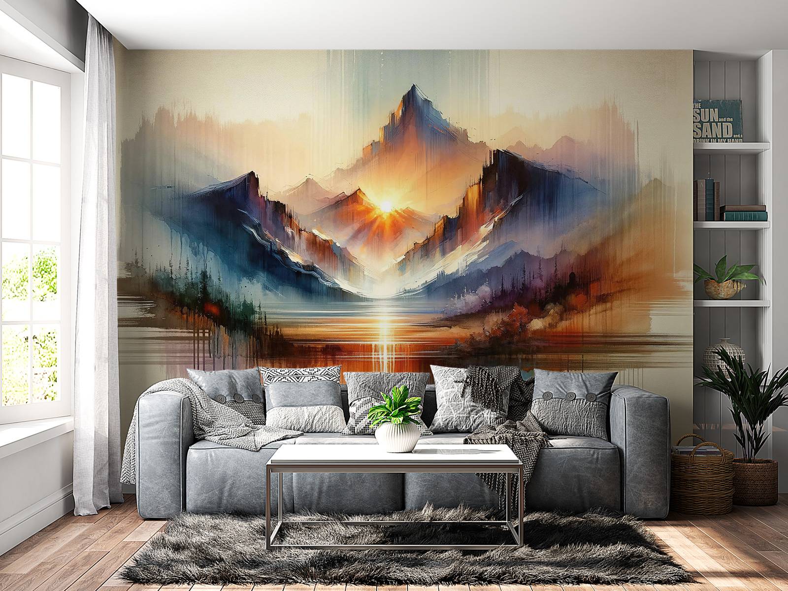 Paysage de montagnes abstraites à l'aquarelle