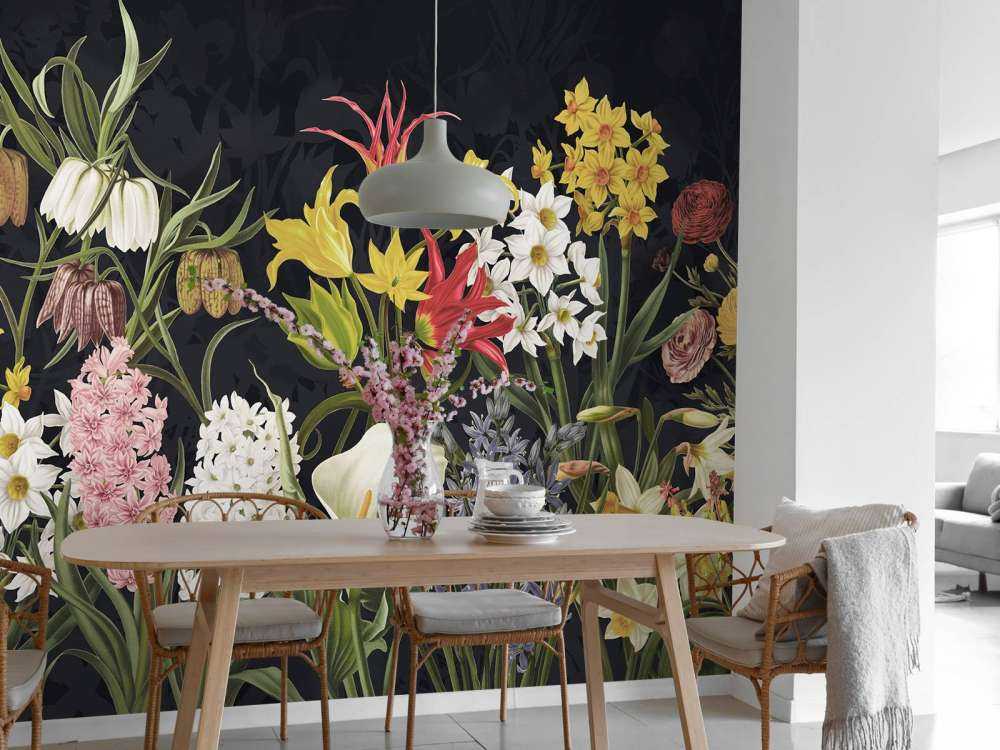 Fleurs de printemps - Givre argenté gris