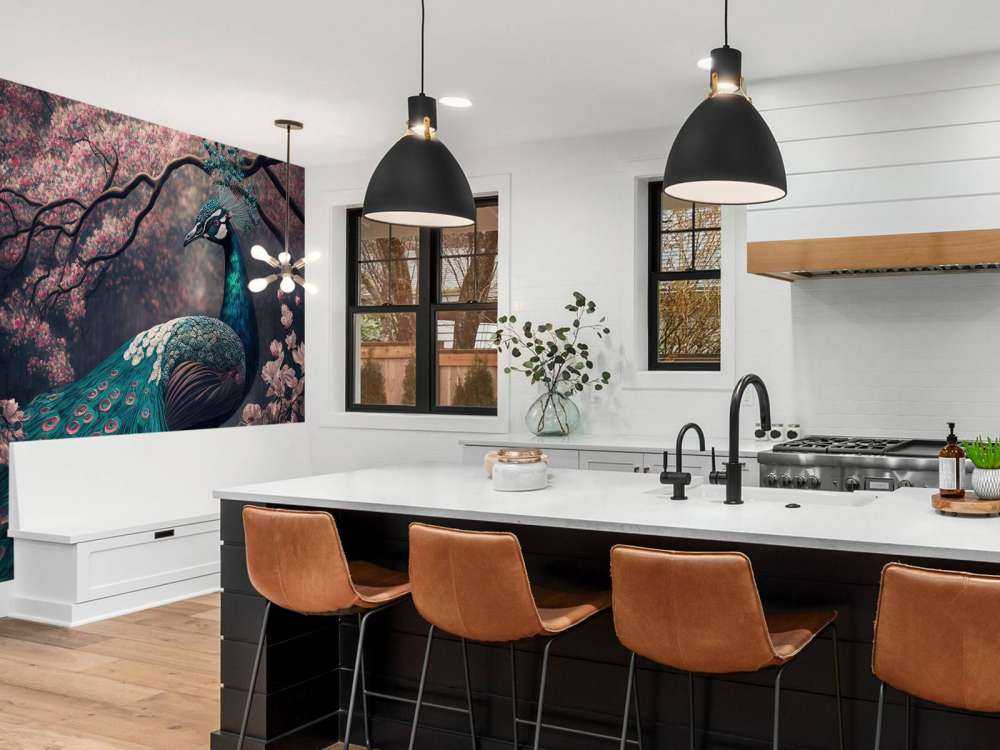 Paon dans la Splendeur des Fleurs