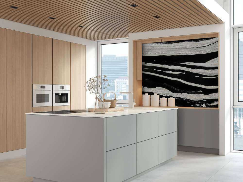 Marbre noir avec des veines blanches