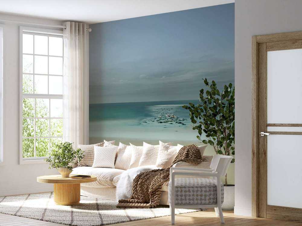 Mer calme avec mouettes