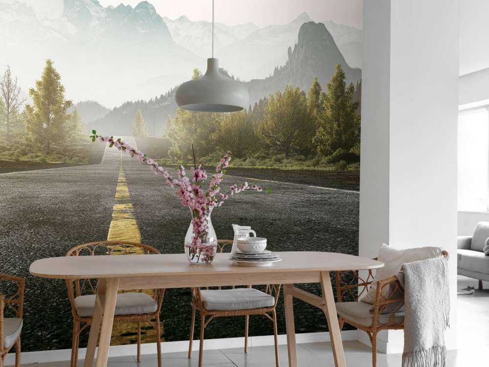 Route avec les montagnes