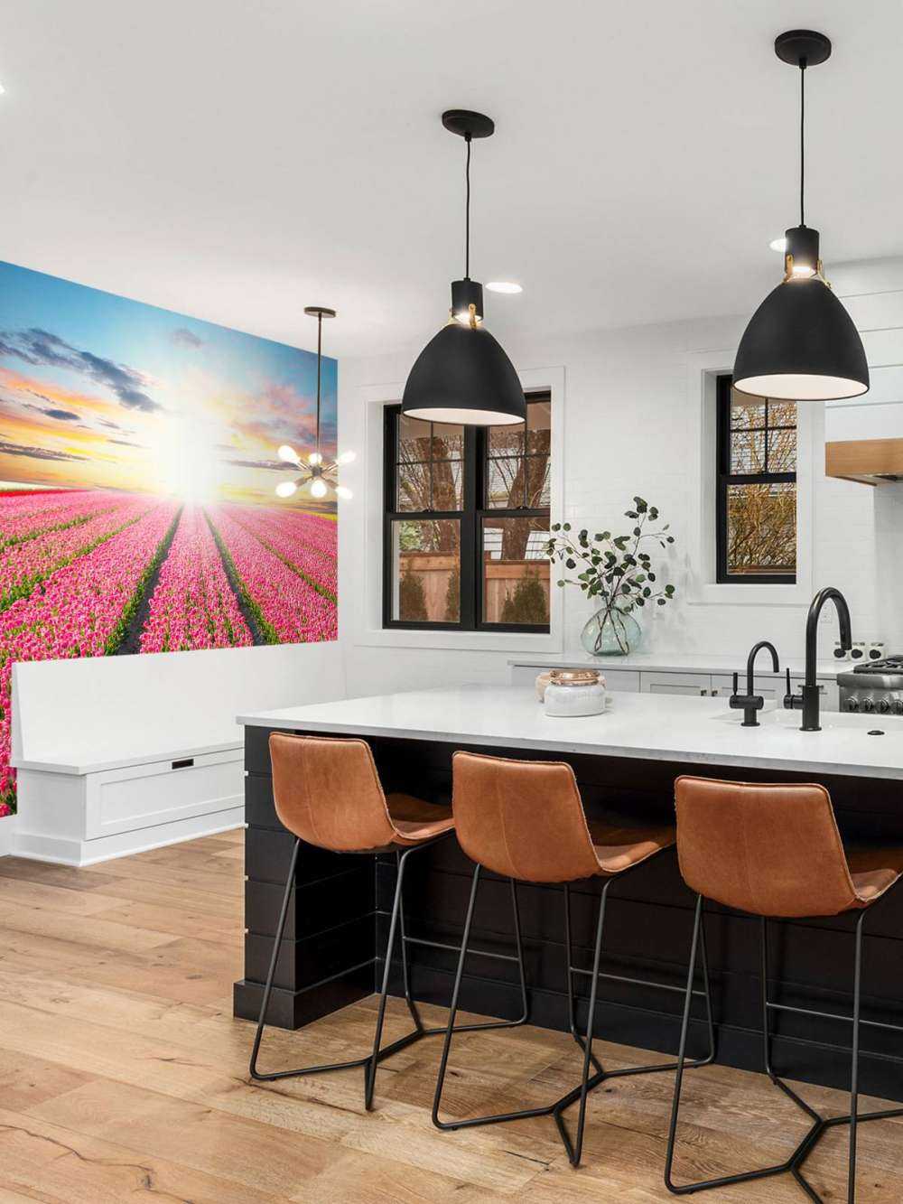 Tulipes avec le soleil levant