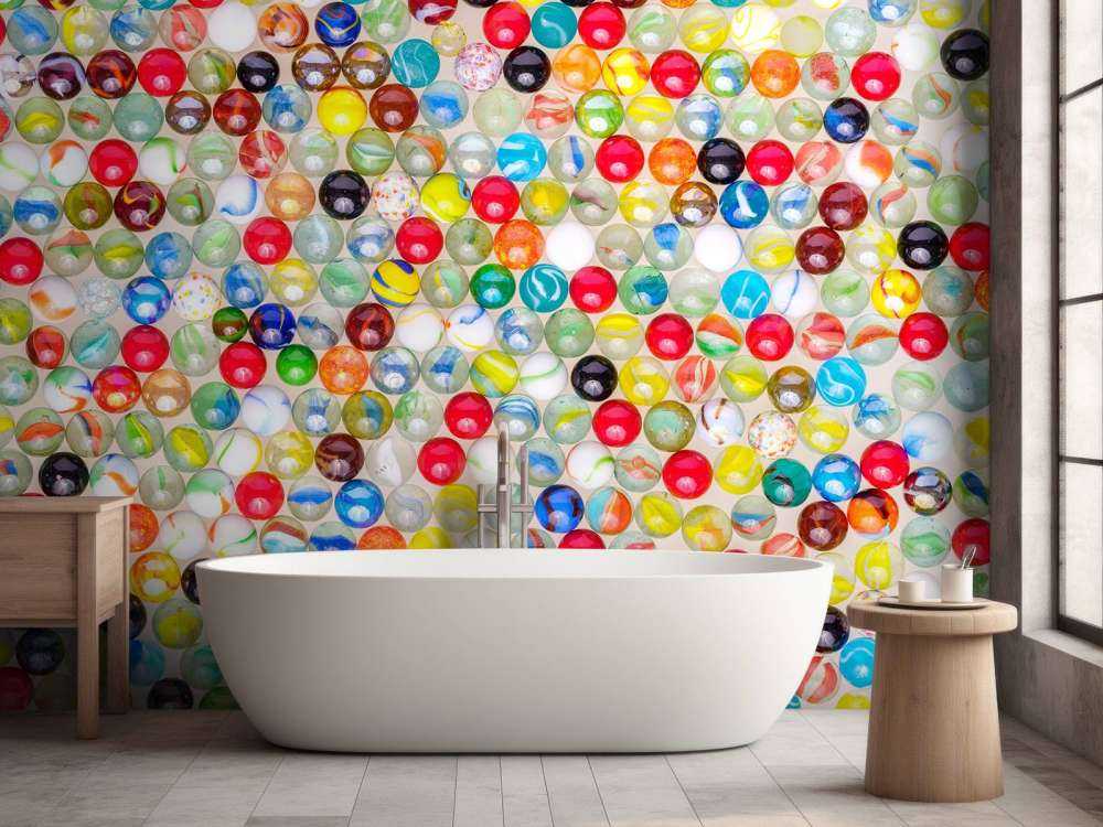 Motifs colorés de billes en verre